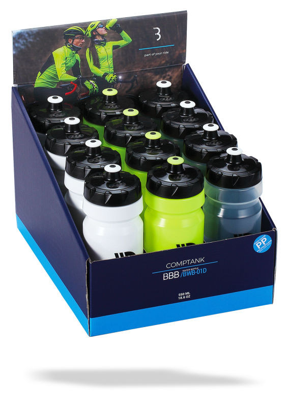BBB Bidon 12 Stk. 0.55l hell assortiert, weiss-schwarz, klar-schwarz, neongelb