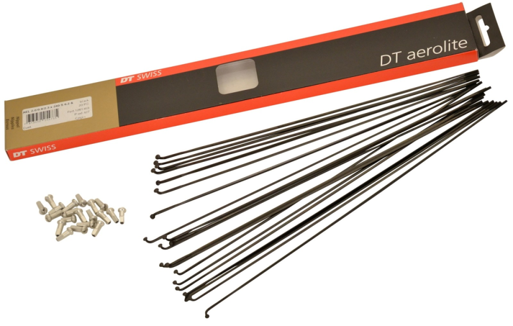 DT Swiss Speichen Aerolite 290mm schwarz, 2,0/2,3x0,9mm, ohne Nippel, Karton à 20 Stk.