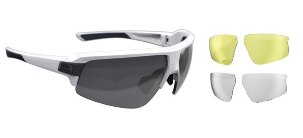 BBB Brille Impulse MLC, glanz weiss mit Zusatzgläser transparent und gelb