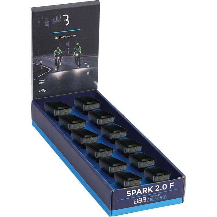 BBB Licht Spark 2.0 Vorne mit USB / Akku schwarz Box à 12x, Schnellverschluss