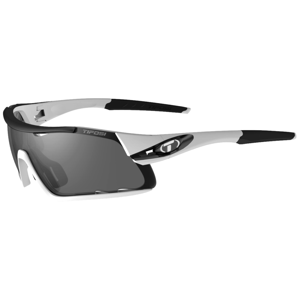 Tifosi Sonnenbrille, DAVOS, White-Black, M-L, Smoke/AC-Red/Clear