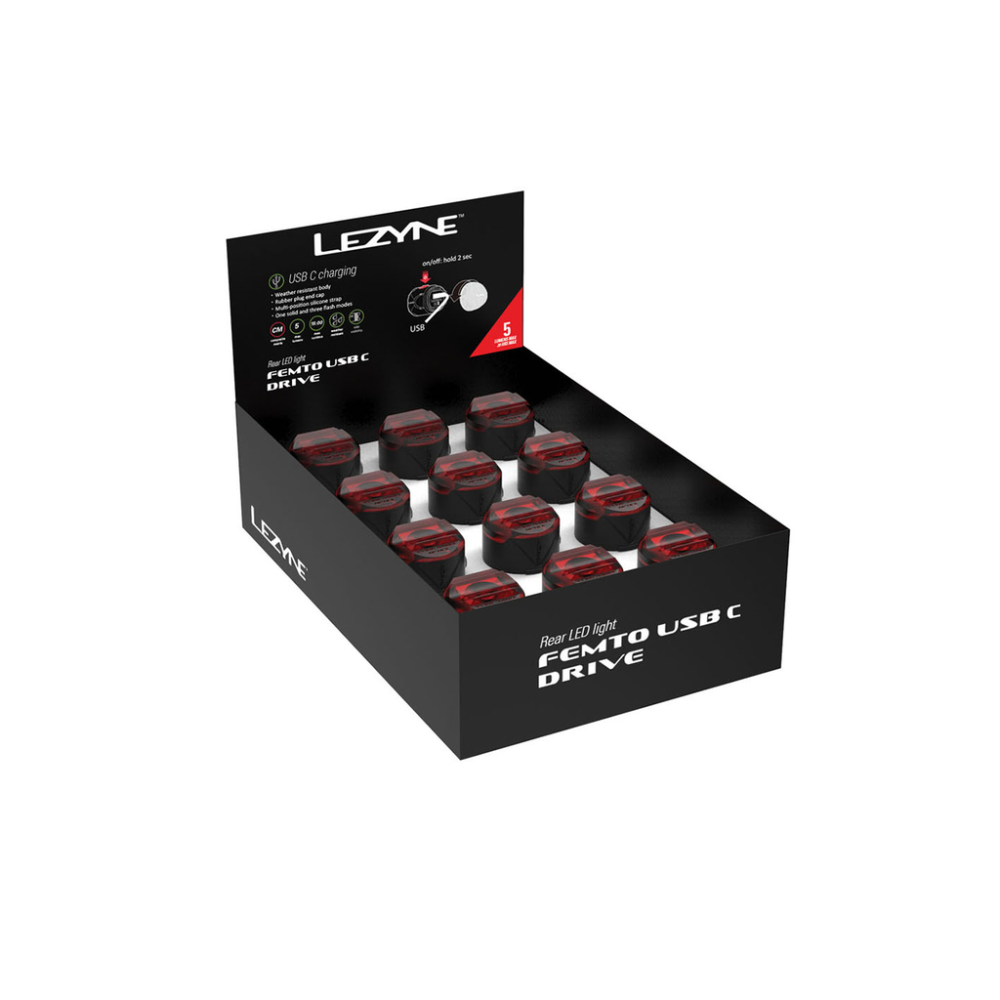 Lezyne Femto USB C Drive Rear Box Set V2