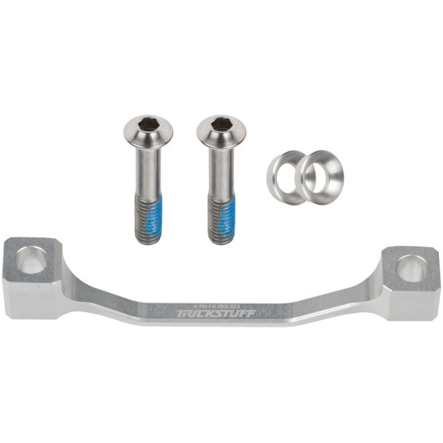 Trickstuff Postmount Adapter 203/223 Fox, Silber inkl. Titanschrauben, für Fox Gabel