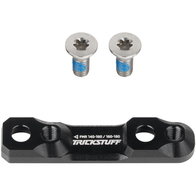 Trickstuff Flatmount Adapter 140/160 - 160/180 hinten, Schwarz inkl. Titanschrauben