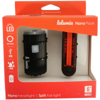 Lelumia Lampe Nano 150 / Rücklicht Split 50 USB Set, 150 Lumen inkl. USB-Ladekabel schwarz